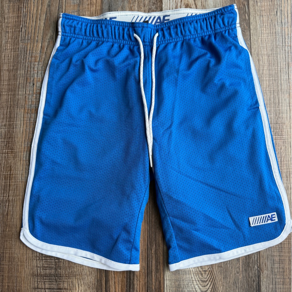 American Eagle Blue Shorts with White Waistband